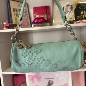 SOLD Y2K Vintage Juicy Couture Light Blue Leather Barrel Bag